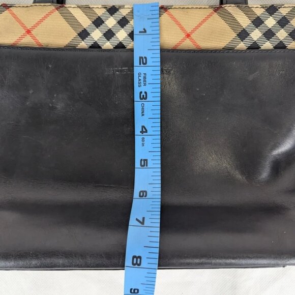 Vintage BURBERRY Nova Check Leather Handbag Black/Beige - Picture 10 of 12